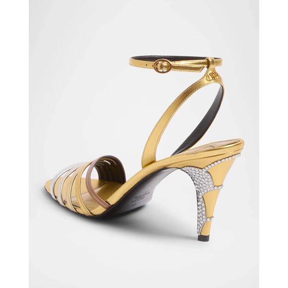 Valentino Garavani Ladycrush Metallic Crystal Embellished Ankle Strap Heel 41.5 - Picture 8 of 16